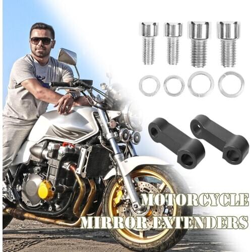 2x Universal Motorcycle Side Rearview Mirror Risers Extenders Aluminum Adapters Applicable Most Motorcycles on the Market