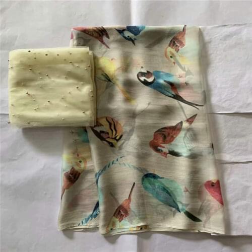 5+2 Yards High Quality African 100% Silk Chiffon Fabric For Ladies Dress Soft And Comfortable Printed Silk Fabric! LXF683