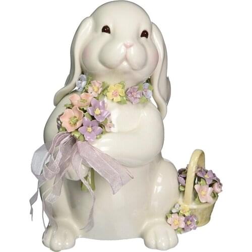 American Handmade Rabbit Ceramic Music Box Home Ornament Musician Collectibles Concert Hall Decorations
