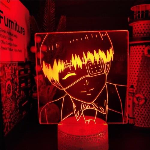 Anime Tokyo Ghoul Ken Kaneki Figure LED Night Light USB Touch Sensor 3D Lamp Colorful Bedroom Decor Manga Gift Kids Table Lamp