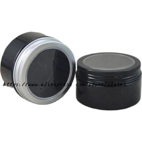 100G black PET jar /pot/bottle with window lid inner lid for cream/mask cream/body scrub/moisturizer/essence cosmetic packintg