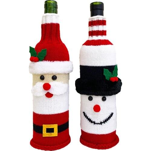 Wine Bottle Cover Christmas Snowman Santa Embroidered Cartoon Wine Bottle Decor Christmas Party Decoration New Year