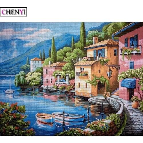 CHENYI 5D Diamond Painting Beautiful Scenery Full Square Dril Cross Stitch Kits DIY Mosaic Diamond Embroidery Home Decoration