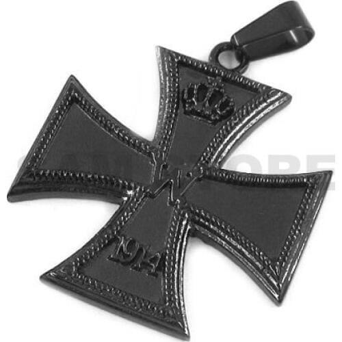 Black 1914 World War I German Army Iron Cross Pendant Stainless Steel Jewelry Black Cross Biker Pendant SWP0307
