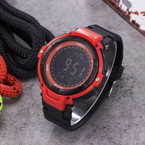 OHSEN Digital LED Men Sport Watch chronograph reloj hombre Red Army Waterproof man Wristwatch Fashion Silicone male clocks Gift