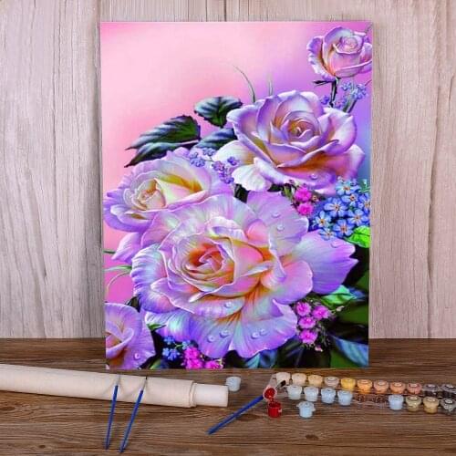 Flower DIY Paint By Numbers Package Acrylic Paints 50*70 Painting On Canvas Wall Decoration Crafts For Adults Handicraft