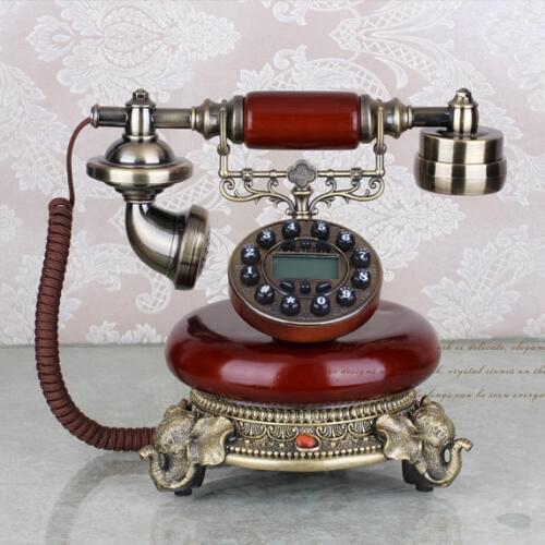 Wood color European antique antique retro fashion Garden telephone Decoration home art fitted Redial vintage phone Caller