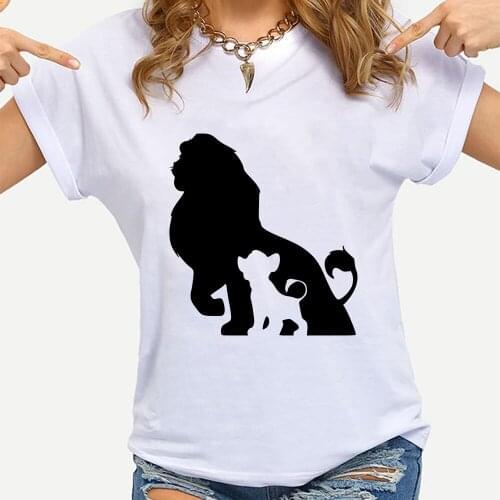 Fashion Women Tshirt Simba the Lion King White T Shirt Tops Print Tshirt Female Summer Short Sleeve Tee Shirt Femme Clothing