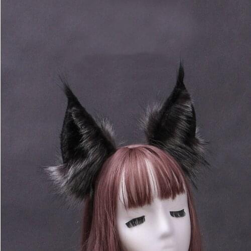 Women Girl Furry Animal Beast Ears Headwear Anime Wolf Dog Cosplay Costume Soft Plush Fox Ear Lolita Hair Accessory