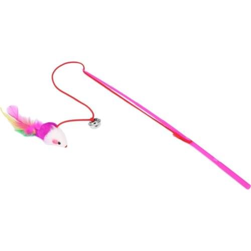 Feather Toy Wand Teaser Wand Cat Toys Interactive Retractable Wand Rod with Assorted Feather Toy for Exercising Kitten or Cat