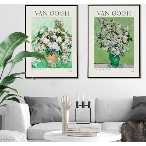 Van Gogh Roses Poster Vintage Floral Canvas Painting Abstract Flower Art Print Modern Wall Picture For Living Room Home Decor