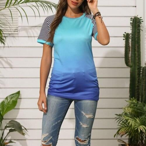 Kili Womens New Fashion Printed Casual Short Sleeve T-Shirt Blue
