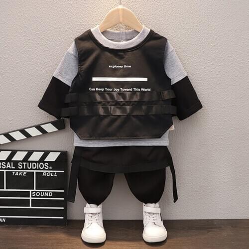 2021New Spring Autumn Boutique Clothing Year Clothes Kids Boy Handsome Sports Suit For Childrens Vest Suit Girls 3-Piece Set