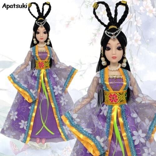 Costume Party Clothes For Barbie Dolls Floral Long Skirt Dresses 1:6 Toys for Children COSPLAY Kids Birthday Party Dress Purple