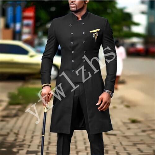 Handsome Groomsmen Mandarin Lapel Groom Tuxedos Wedding Dress Men Suits Blazer Prom Dinner (Jacket+Pants+Tie) K531