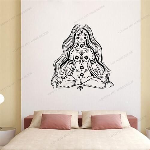 Creative Buddha Wall Decal Removable Mural Chakra Meditation Girl Wall Sticker Vinyl Living Room Home Room Decor CX622