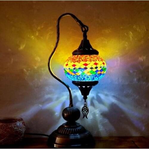 Moroccan Retro Table Lamp Mosaic Bedroom Bedside Night Light Coffee Shop Bed Head Turkey Decoration Desk Lamp Lightings