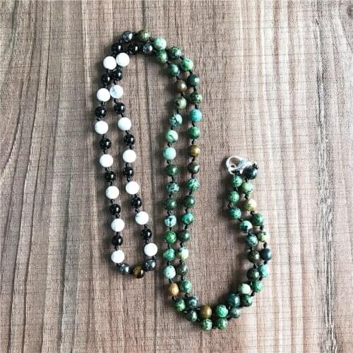 Fashion 6MM Mens Necklace Knotted African Turquoises Necklaces Best Mens Gift Ideas Mens Can Be Open Necklaces