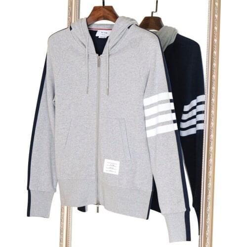 2021 Fashion TB THOM Brand hooded Men Sweatshirts Hoodies Male Casual Sportswear Coat Contrast Color Personality Mens Clothing