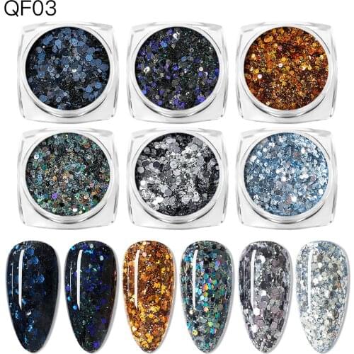 Nail Glitter Powder Kit Colorful Nail Flakes Sequins Shinning Tips Nail Art Pigment Dust Polish Decor Manicure Accessories