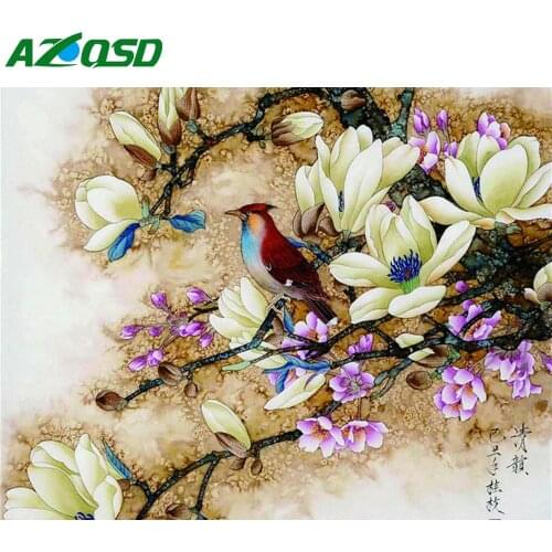 AZQSD Oil Painting By Numbers Flower Drawing On Canvas Handpainted Gift Paint By Number Floral Canvas Painting Kits Home Decor