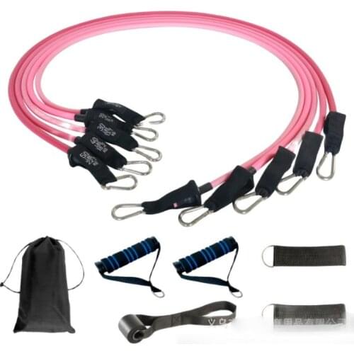 Yoga TPE material training 11-piece puller set pink purple pull rope sleeve with resistance belt band