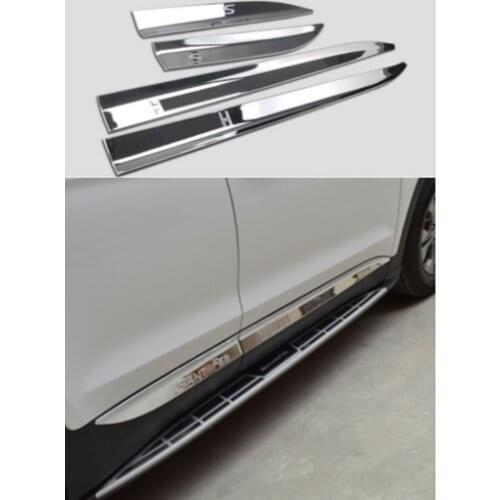 Car Styling ABS Chrome Side Door Garnish Molding Trim For HYUNDAI Santa Fe 2013 2014 2015 2016 2017 Accessories 4pcs