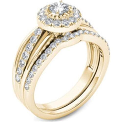 Ofertas New Multi-layer Stone Zircon Engagement Rings for Women Crystal Finger Ring Bridal Wedding Ring Jewelry