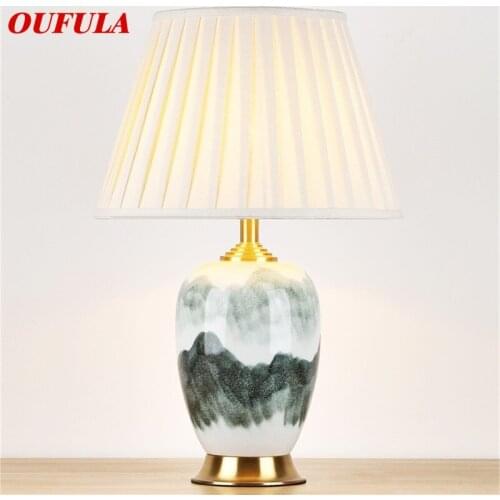OUFULA Ceramic Table Lamps Desk Luxury Modern Contemporary Fabric for Foyer Living Room Office Creative Bed Room Hotel
