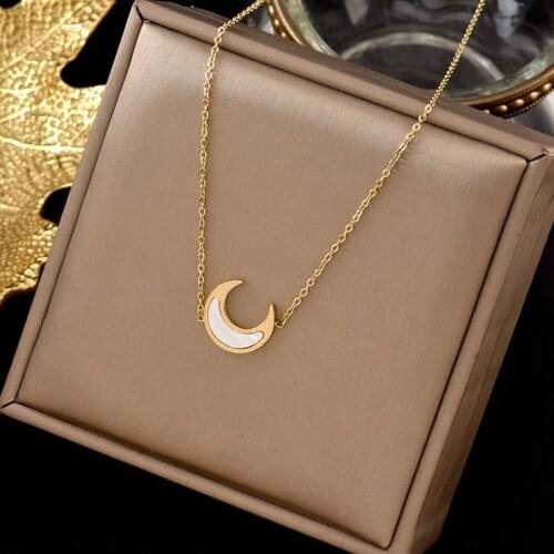 Inserts No fading Stainless steel moon Necklace high-fashion charm pendant Light luxury gift for women jewelry