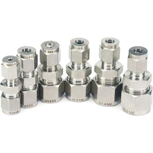 Fit Tube O/D 1/8" 1/4" 3/8" 1/2" 304 Stainless Steel Reducer Sleeve Ferrule Pneumatic Air Connector Adapter