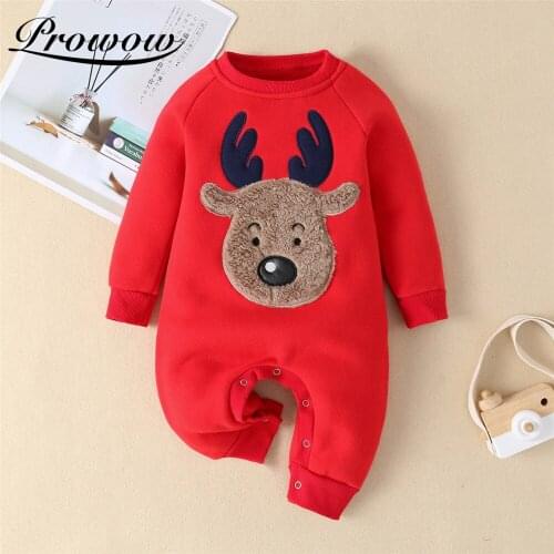 Prowow Xmas Elk Baby Girls Clothes Festival Babys Rompers Winter Warm Baby Christmas Costume Cute Kids Newborns Girls Clothing
