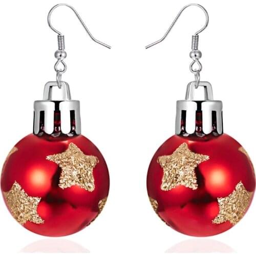 Christmas Sequined Resin Star Light Ball Ear Hook Earrings Ball Drop Earrings Fashion Creative Christmas Dangle Earring