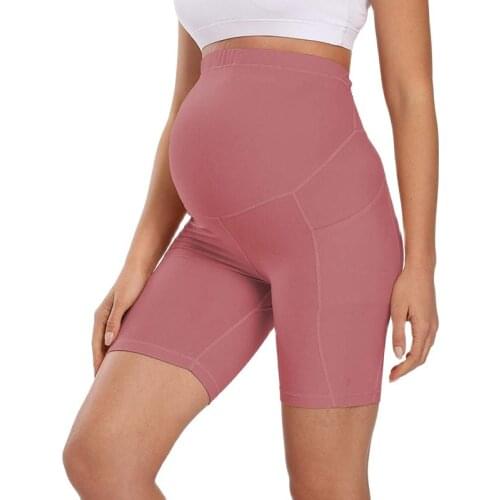 Pregnant Woman Shorts Plus Size Summer High Waist Hot Pants Stretchy Black Yoga Shorts with Pockets for Women