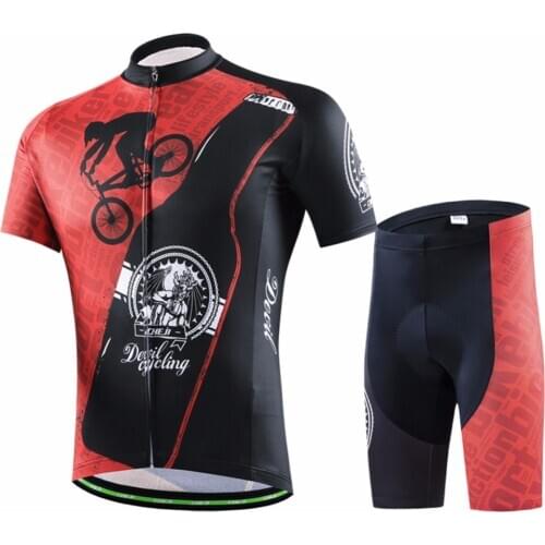 Mens Cycling Jerset Set Short Sleeve Quick-Dry Breathable Mesh Cloth Tops Shorts for Bicycle MTB Road Bike Riding