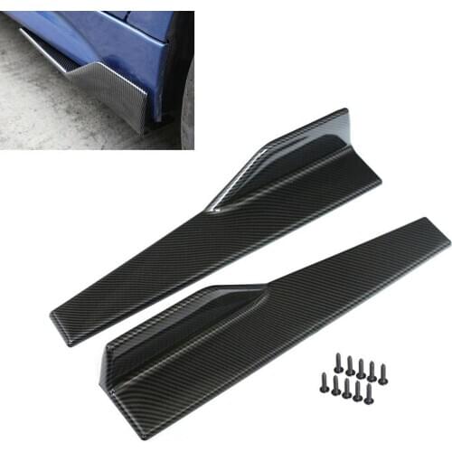 2pcs Universal Car Side Skirt Rocker Splitter Winglet Side Wing Bumper Lip Bumper Black Fiber Look Side Skirt