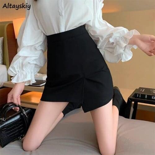 Skirts Women Korean Irregular Female Summer Sweet High Waist A-line Mini Vintage Soft Casual Sexy Solid Chic Fashion Clothing
