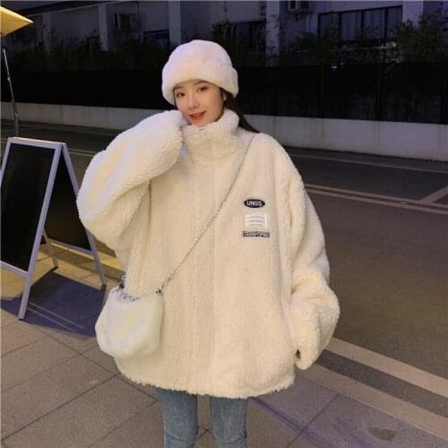 HEYDRESS 2021 Women Thick Warm Faux Fur Coats Female Winter Stand Collar Outerwears Oversize Sheep Shearing Reversible Jackets