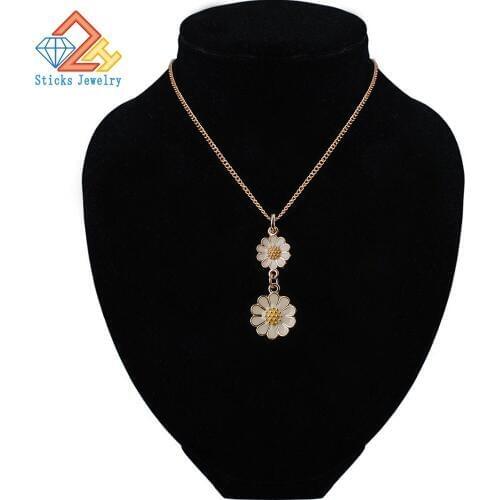 Fashion Women Jewelry Choker Necklaces two Flower Romantic Fresh Colorful Enamel Necklace