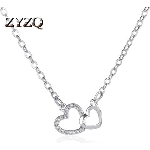 ZYZQ Korean Version Of Wild Love Necklace Heart-To-Heart Pendant Clavicle Chain Romantic Valentines Day Gift