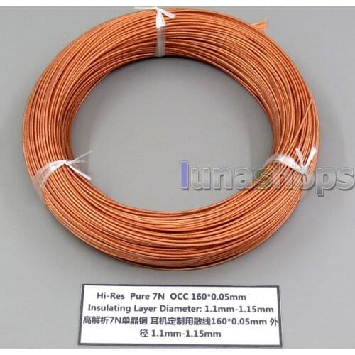 10m Hi-Res Pure 7N OCC 160*0.05mm Insulating Layer Earphone Headphone Bulk Wire Cable OD:1.1-1.15mm LN006254