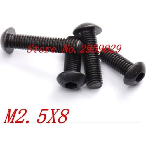1000PCS ISO7380 m2.5*8 M2.5 x 8mm Steel with black hex hexagon socket button head screw
