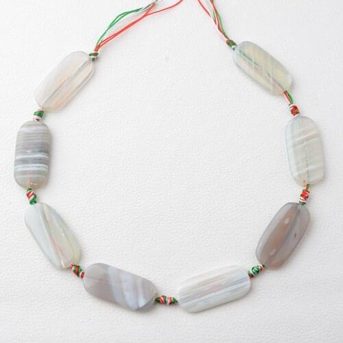 2 strands/lot Natural white striped rectangle Agates smooth stone beads For Woman DIY Necklace Bracelets Jewelry Making Strand