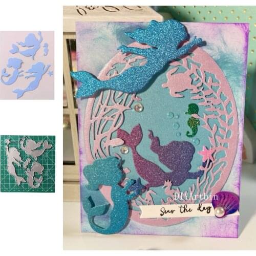 3Pcs Mermaid Steel Cutting Dies Stencil Craft for DIY Creative Scrapbook Cut Stamps Dies Embossing Paper Birthday
