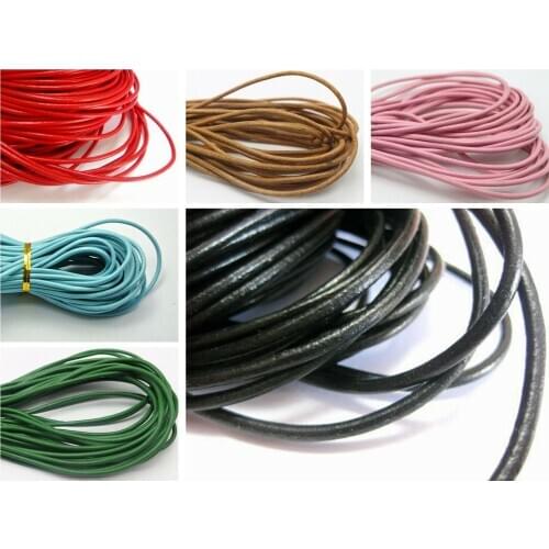 32.8 feets Round Real Genuine Leather Cord 3mm Jewelry String Colour Choice