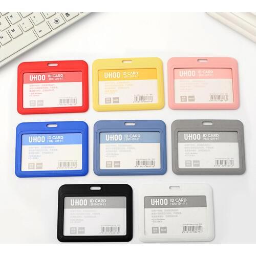 8 pcs/lot PP ID Card Badge Holders Soild Color Name Tag Exhibition Card Business Badge Holder With Lanyard School Office Supplie