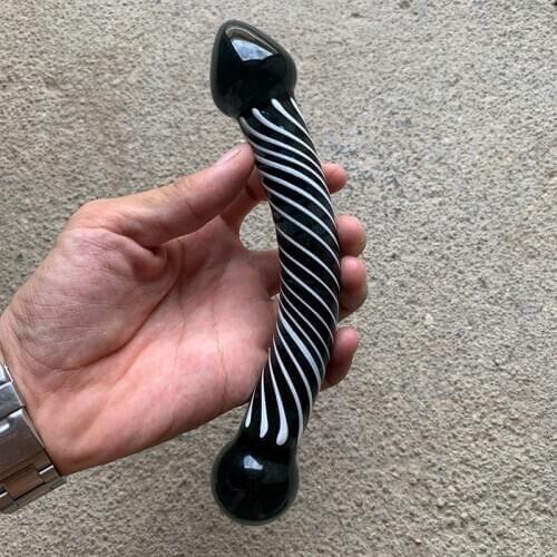 Zebra patterned glass butt plug Intimate Goods Black glass butt plug toys 18 plus for two Phalluses for anal Dildo for men 18
