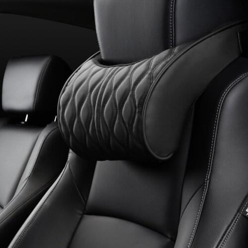 Car Neck Pillow PU Leather Lumbar Waist Support For Seat Memory Backrest Headrest Cushion Auto Gadget Accesorios Interior
