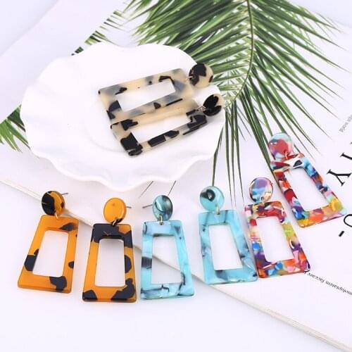 Bohemian Acrylic Drop Earrings For Women 2019 Fashion Geometric Leopard Print Resin Pendant Dangle Earring Female Party Jewelry