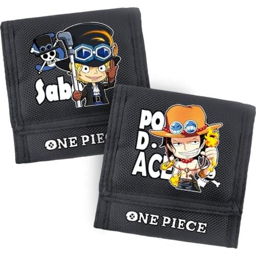 One Piece Wallet Male and Female Students Japanese Anime Tri-fold Short Luffy Soron Chopper Accepts Customized Pictures Velcro